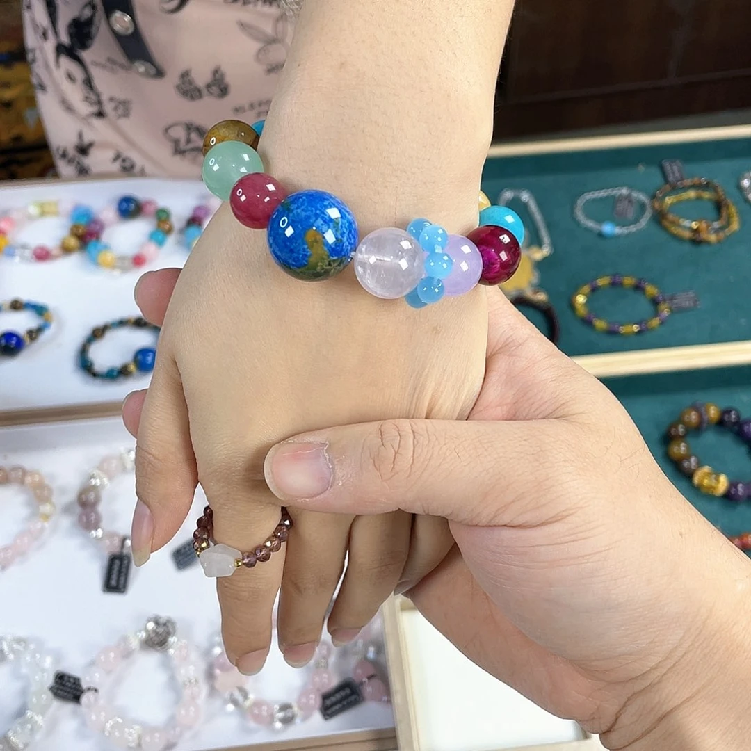 水晶手链银S925镀金镶嵌