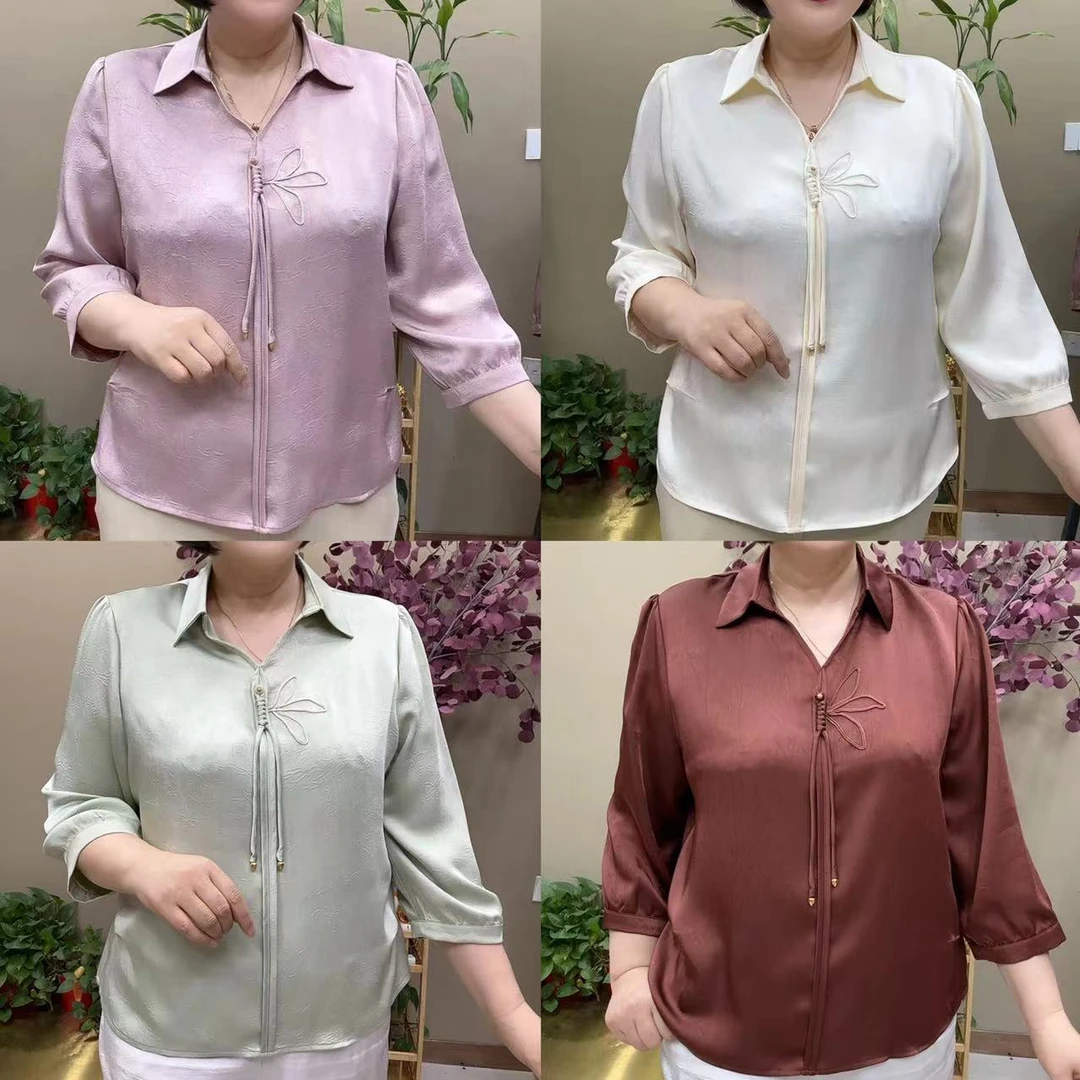 盘花显瘦高品质妈妈衬衫（套头款）