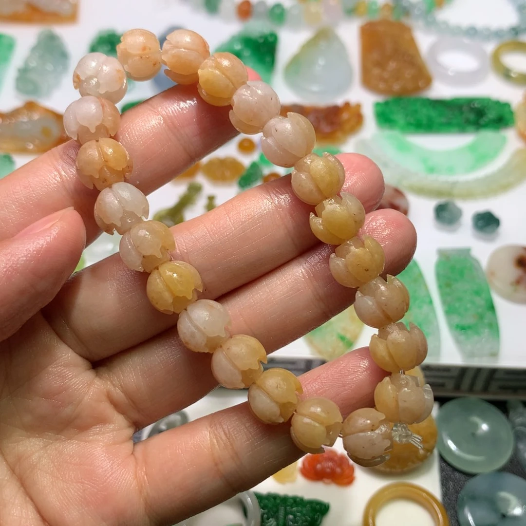 未镶嵌定制翡翠艺**雕莲花珠