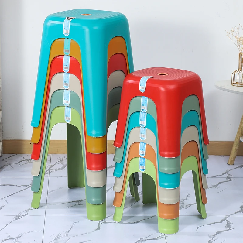 无边角塑料凳子静音防滑家用餐桌凳加厚客厅餐厅换鞋小矮凳时尚凳