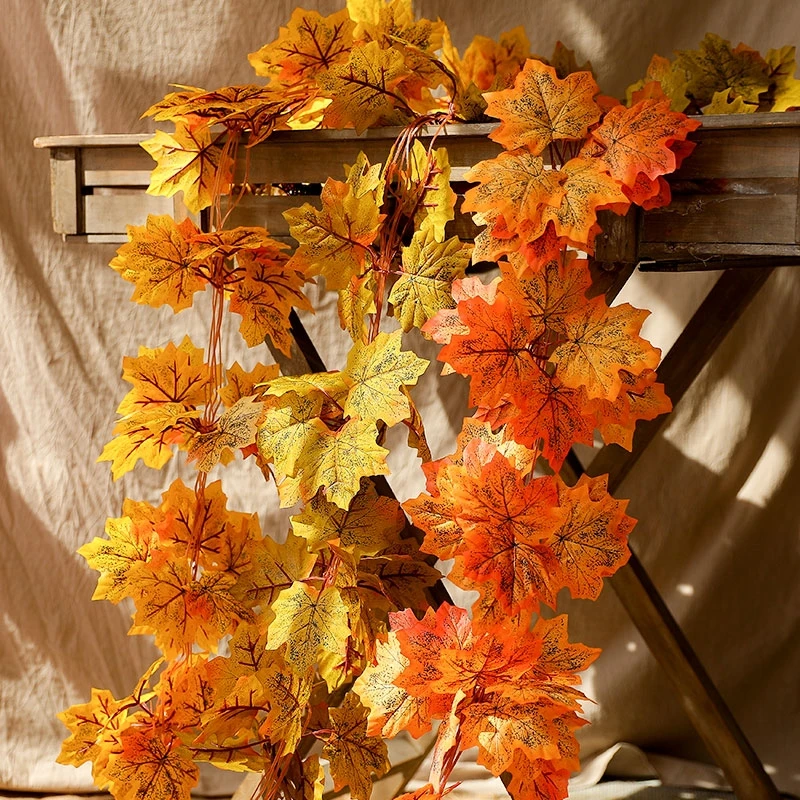 立体仿真枫叶藤条塑料植物遮挡阳台空调管道装饰假花藤蔓缠绕树叶