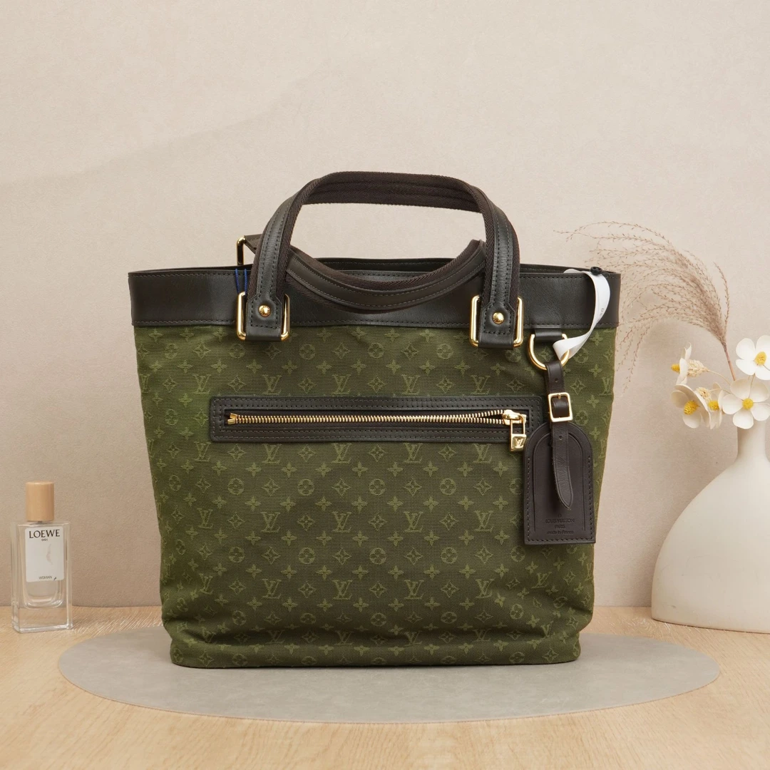 95新 LouisVuitton/路易威登 托特包购物袋绿色牛仔布/DS035932