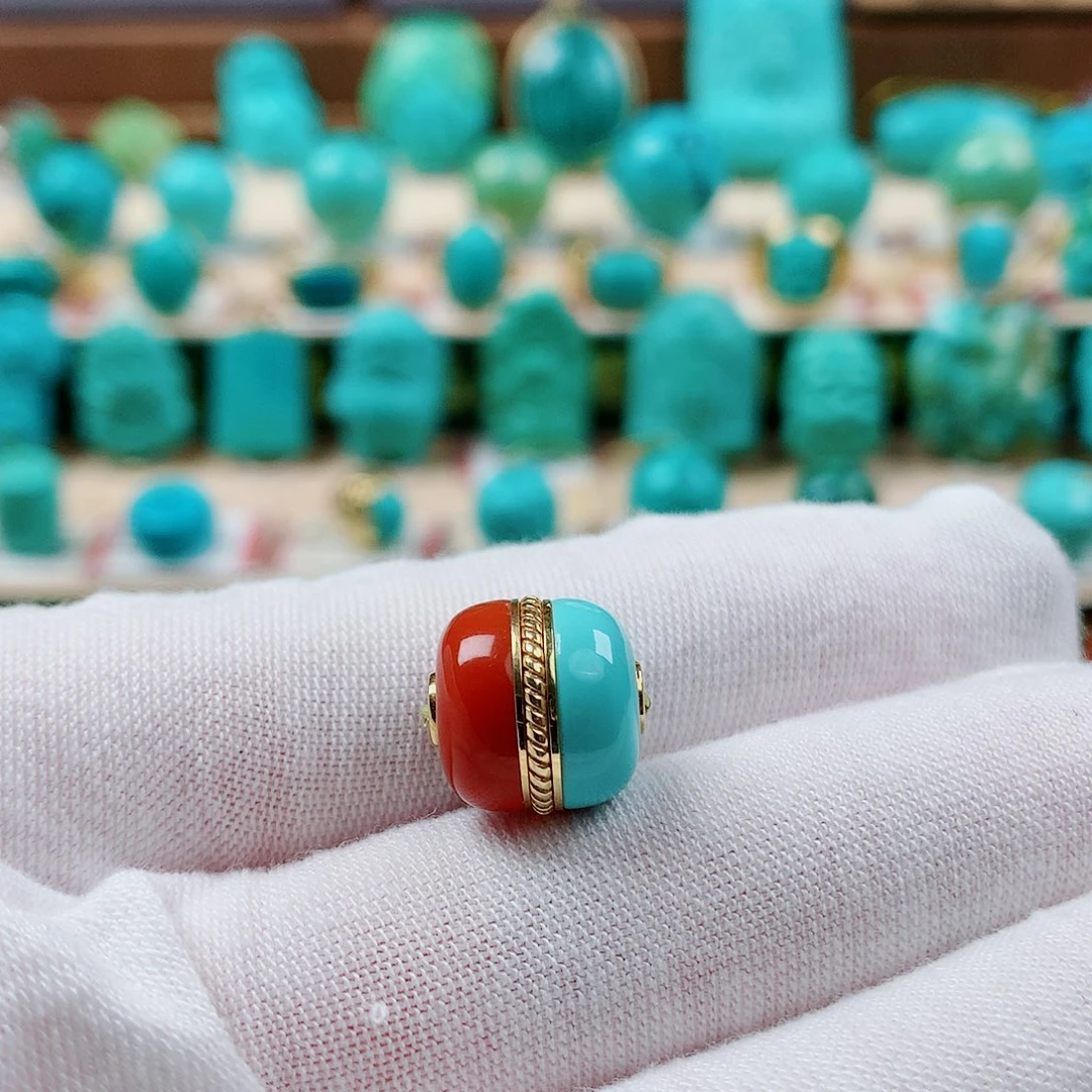 绿松石18K金镶嵌珠宝半成品汉堡