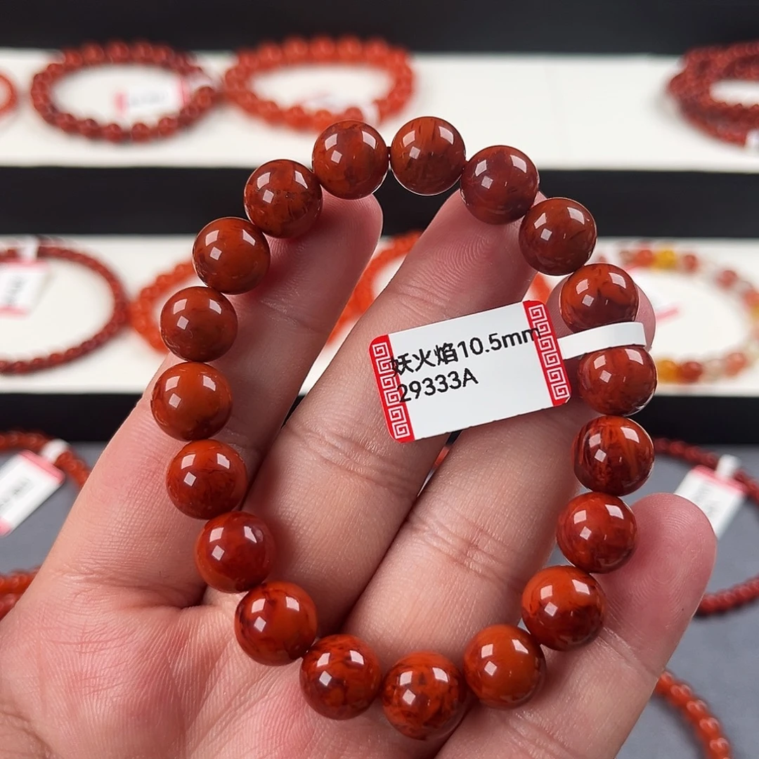 南红玛瑙未镶嵌手链X7原矿牛血妖火焰单圈10mm