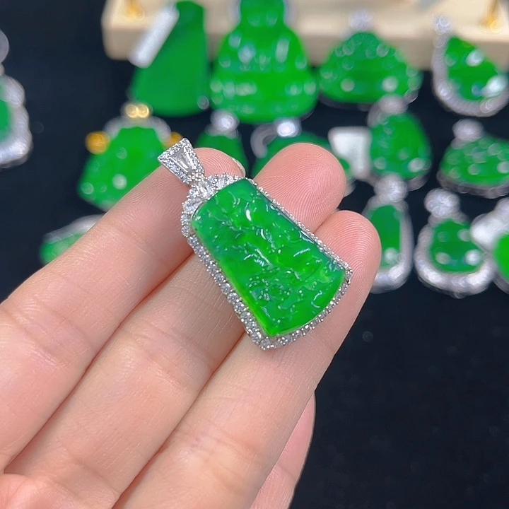 翡翠银S925镶嵌吊坠(不含链)