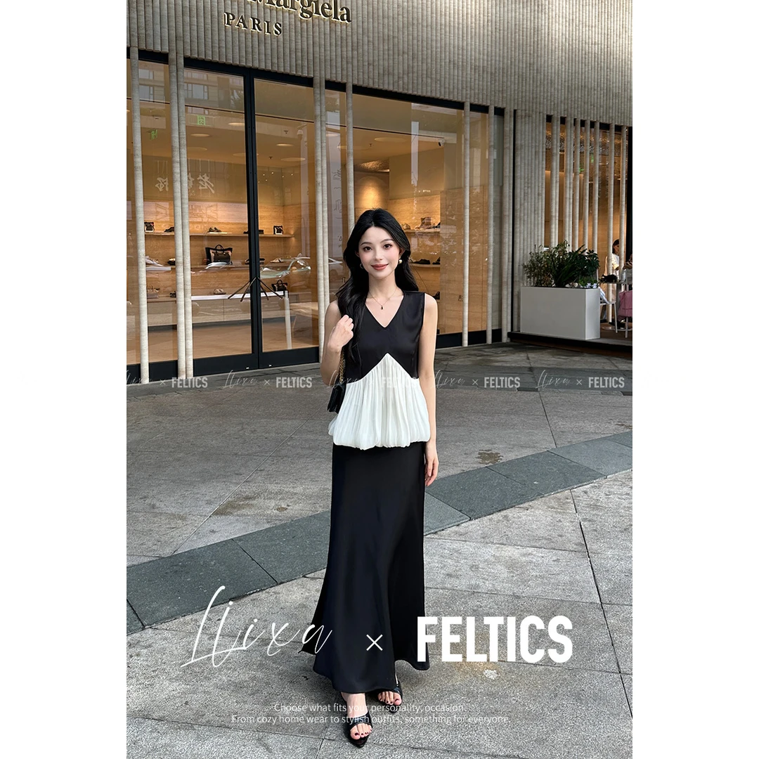 FELTICS&LIIXU法式气质设计感小众无袖上衣半身裙两件套FQ52TZ559