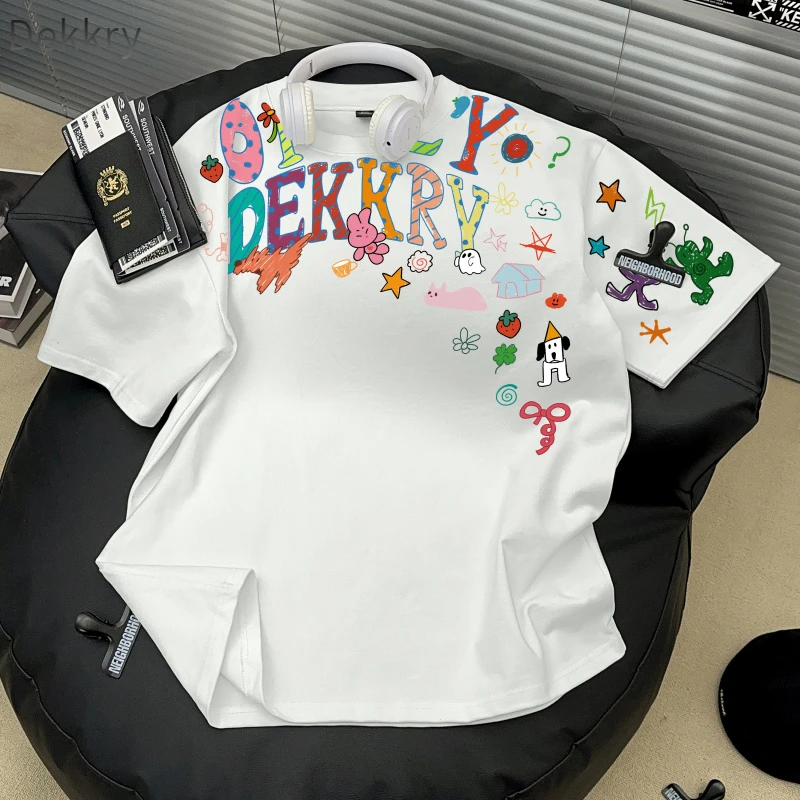 【Dekkry】短袖几何情侣青年T恤休闲韩版夏季潮流时尚圆领百搭半袖