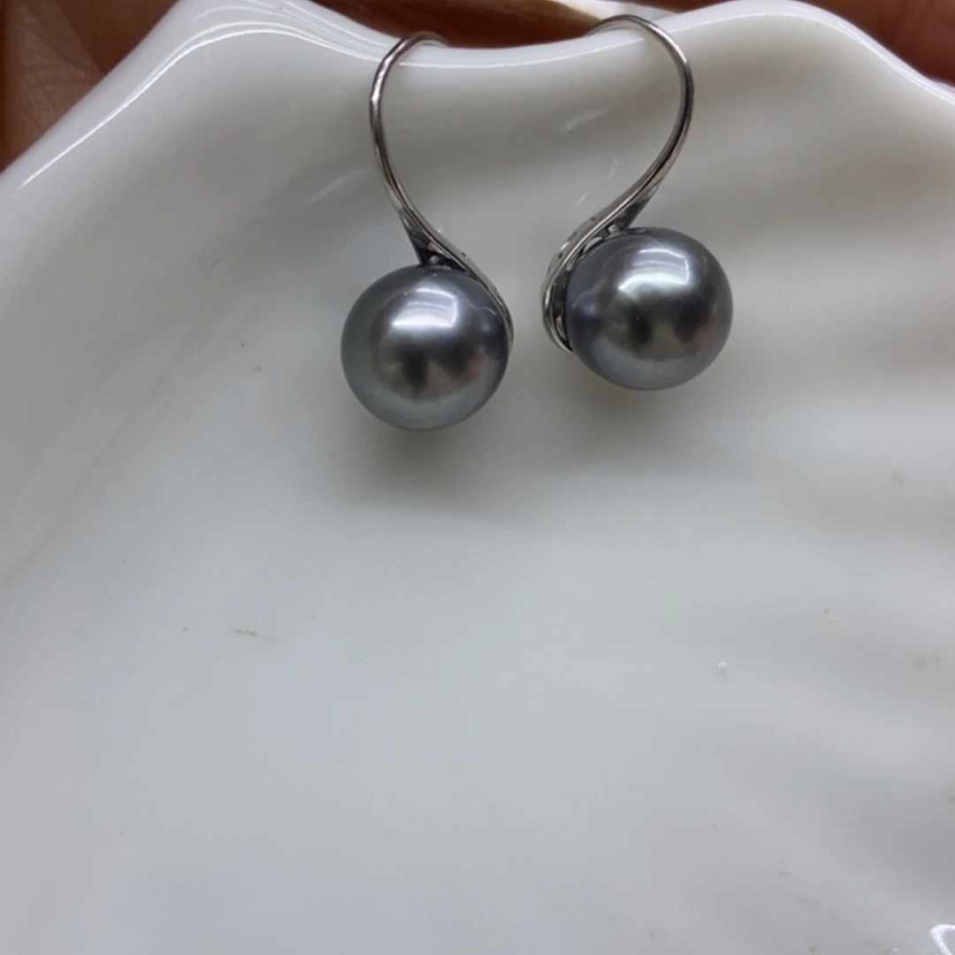 海水珍珠耳饰银S925镶嵌
