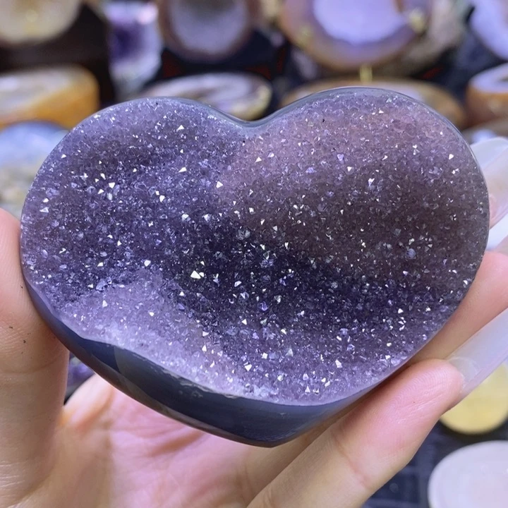 未镶嵌珠宝半成品水晶红紫爱心