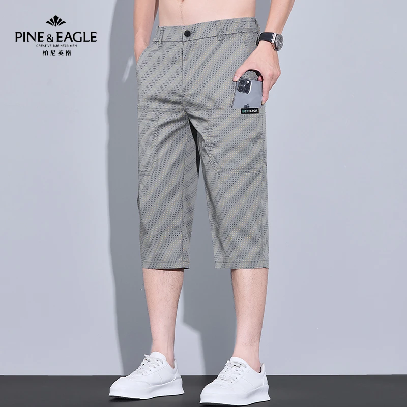 柏尼英格2025男士夏季薄款弹力面料七分裤修身直筒百搭六兜中裤子