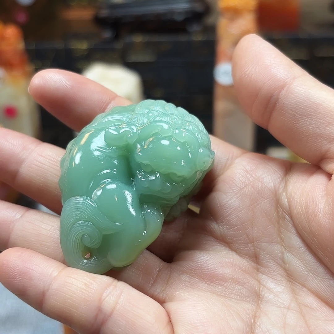 寿山石印石梅子青古兽8