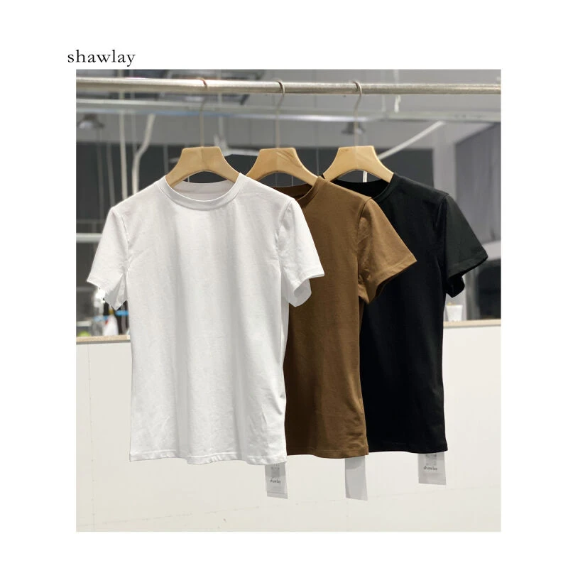 极简百搭 100棉白色短袖T恤衫上衣S1332a
