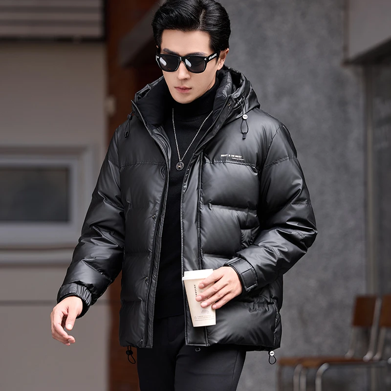 【90绒羽绒服清仓】高定免洗男士连帽加厚羽绒服外套