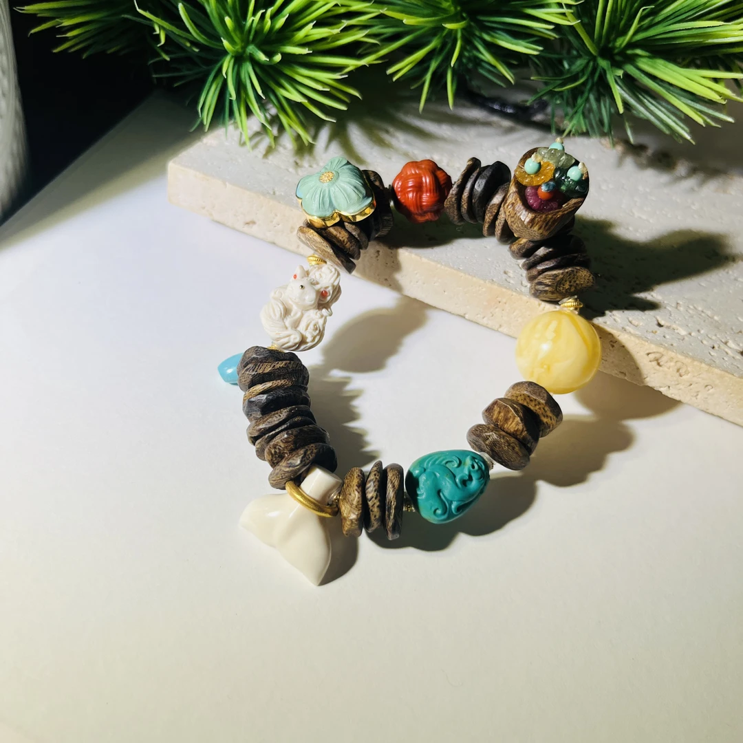 【桦雅珠宝】沉香18K金多宝手串-A1728