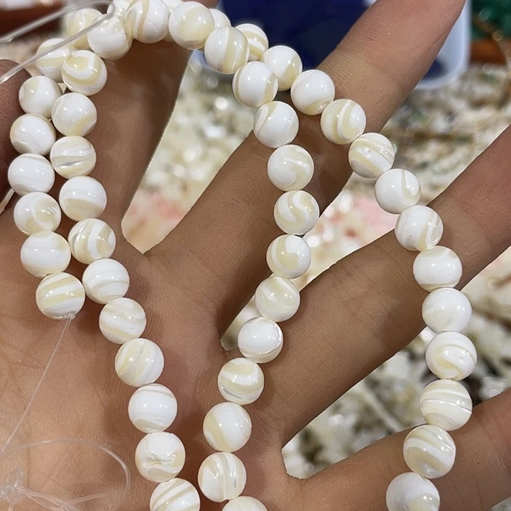 用***9玛瑙/玉髓合金珠宝半成品一条7mm太极纹马蹄螺