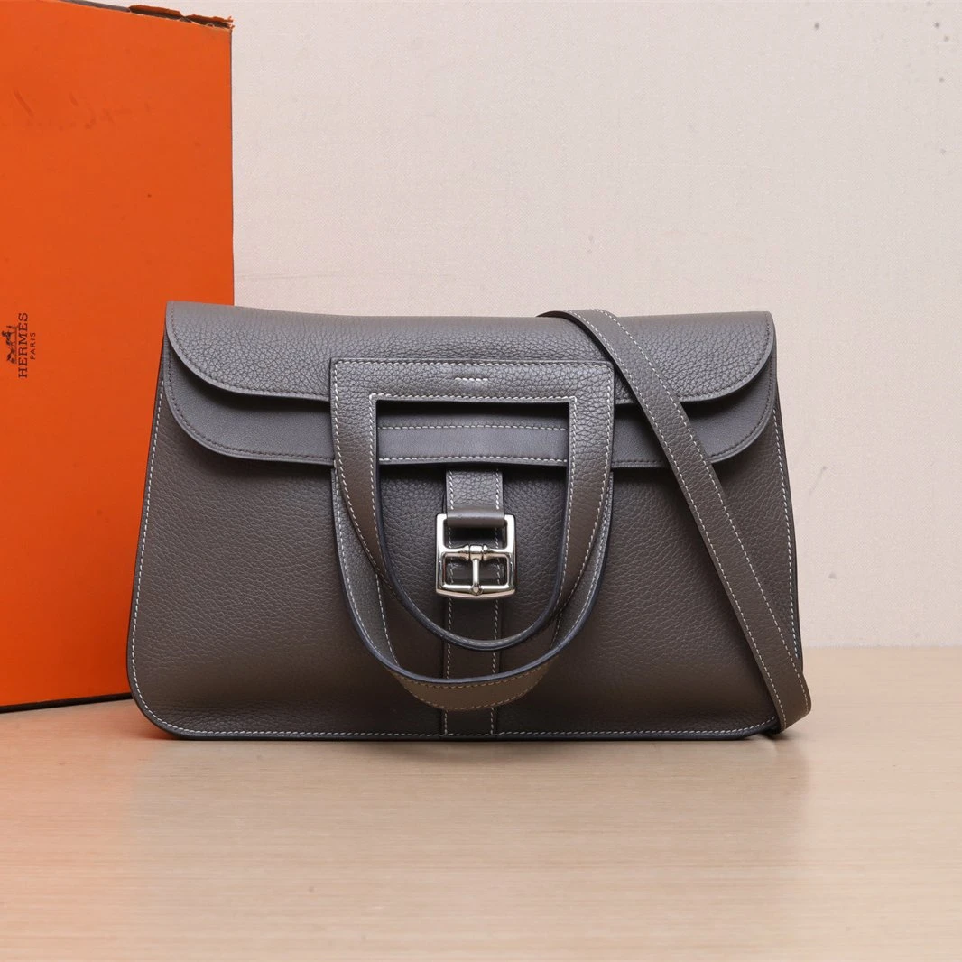 95新 Hermes/爱马仕 大头活动Halzan 31 8F锡器灰 TC皮 A刻 银扣