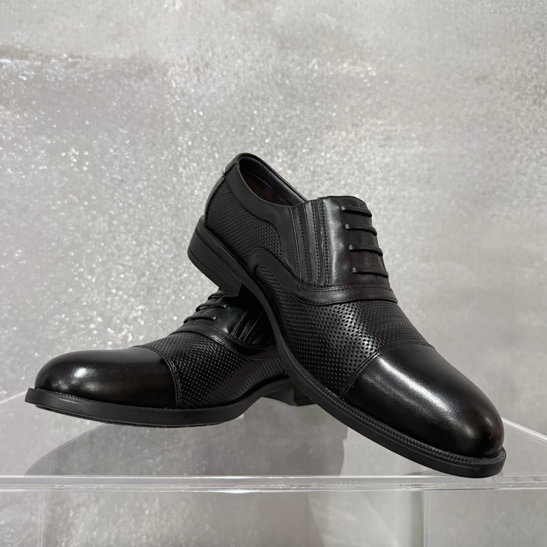 Jinho/金猴夏季镂空男士商务正装透气耐磨一脚蹬皮鞋J3112A3