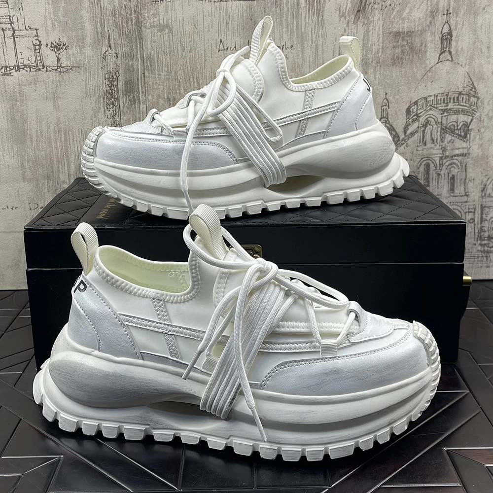 白色老爹鞋ins2025新款厚底内增高运动休闲鞋时尚百搭透气男鞋子