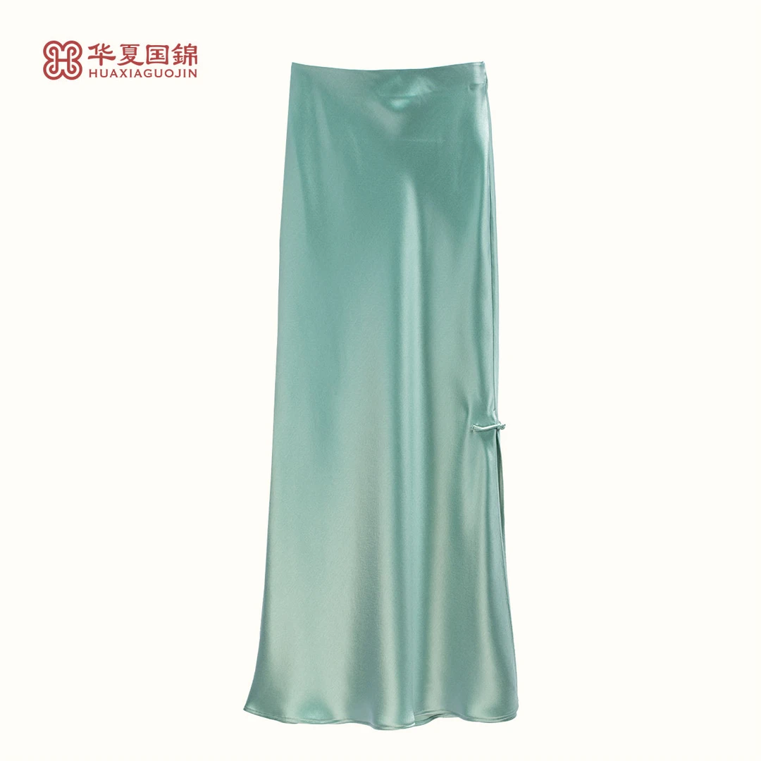 【四川工美蜀锦】新中式中国风绿色醋酸鱼尾半裙【青矾】