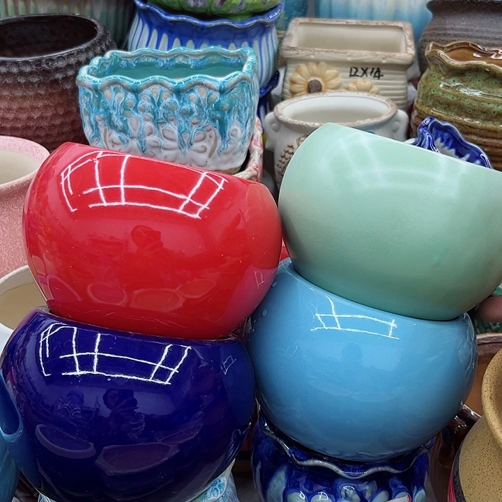 多肉绿植陶瓷花盆9.9包邮，有孔