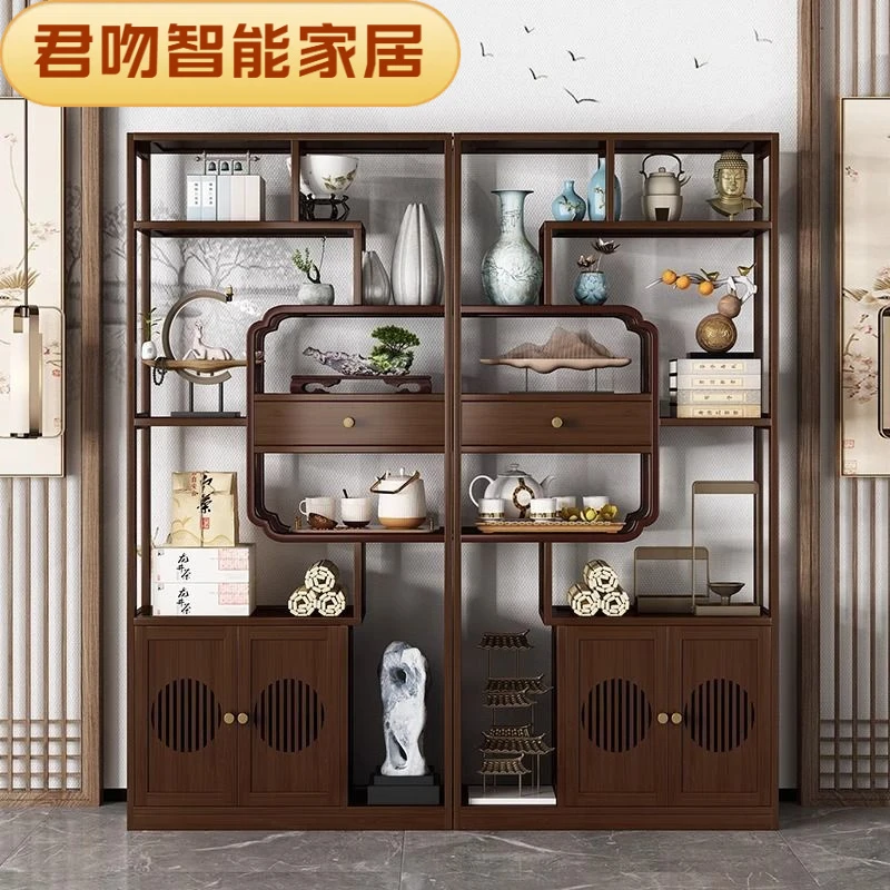 【高端质感】博古架新中式置物架茶架茶台多宝阁非实木多层储物柜