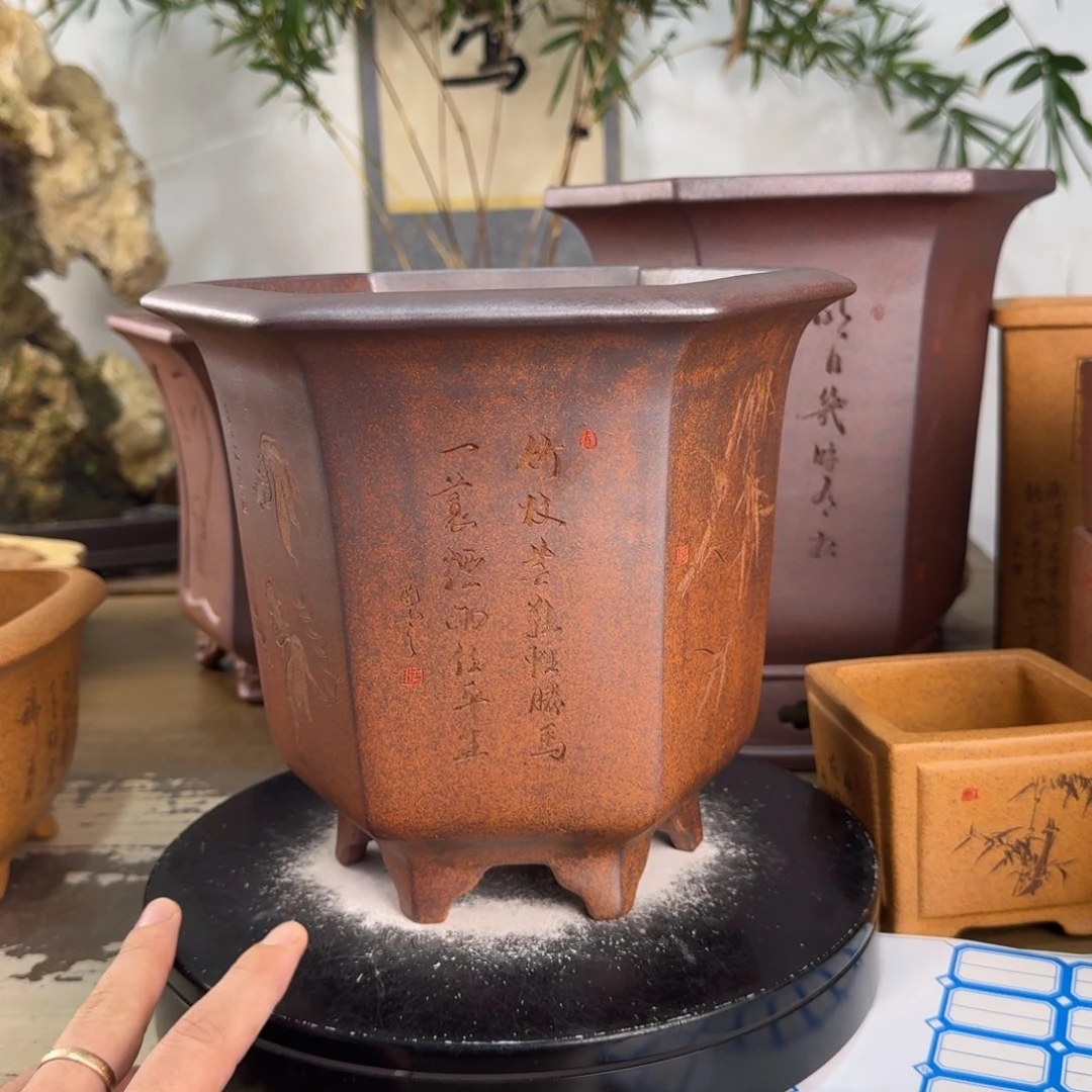 正***乾紫砂花盆紫砂花盆