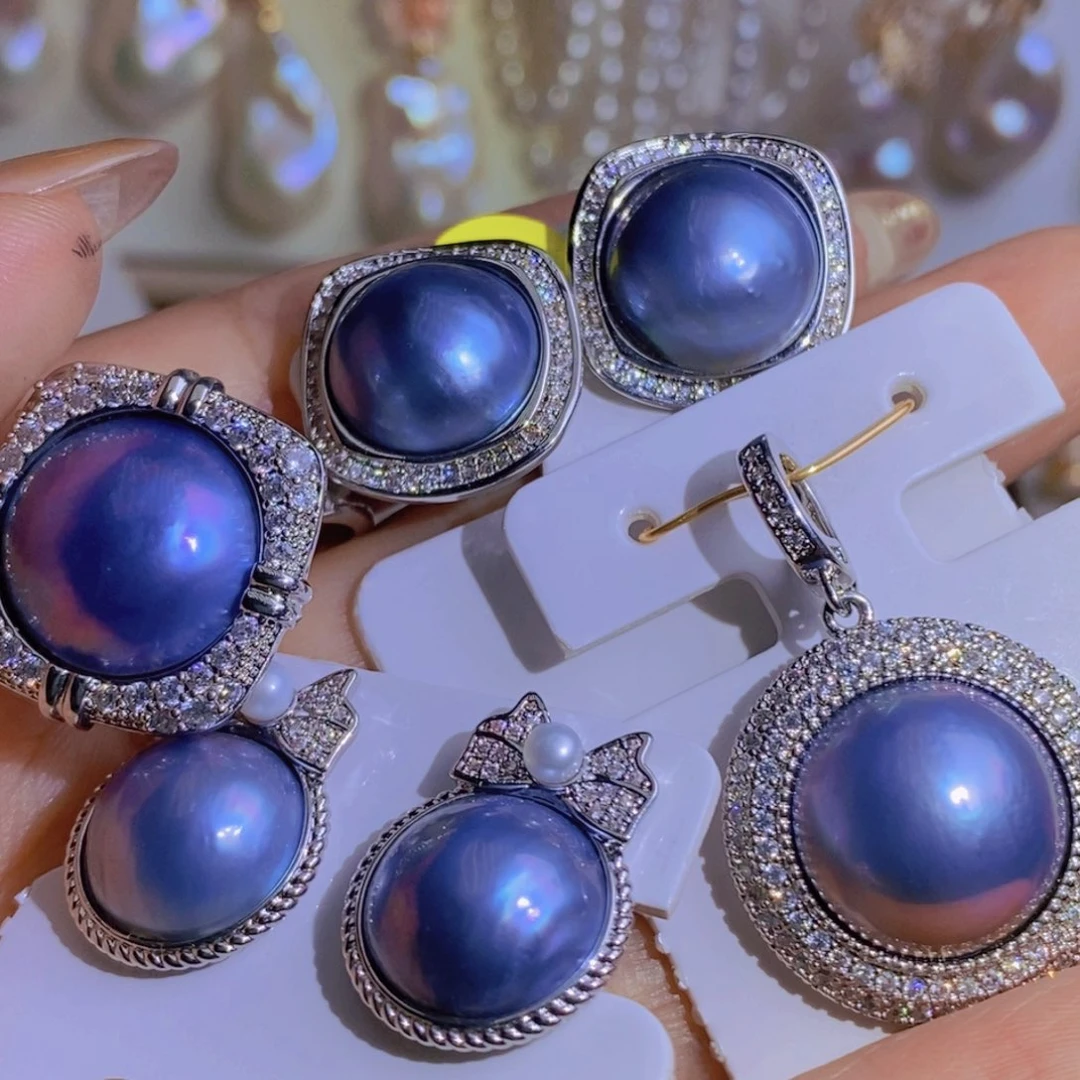 银S925镶嵌天然淡水珍珠淡水珍珠P***n