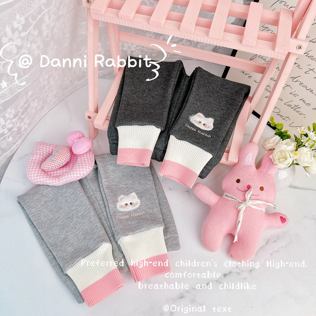 「Dannirabbit」【萌趣】初冬休闲加绒纯色猫咪女童打底裤【G-6967】