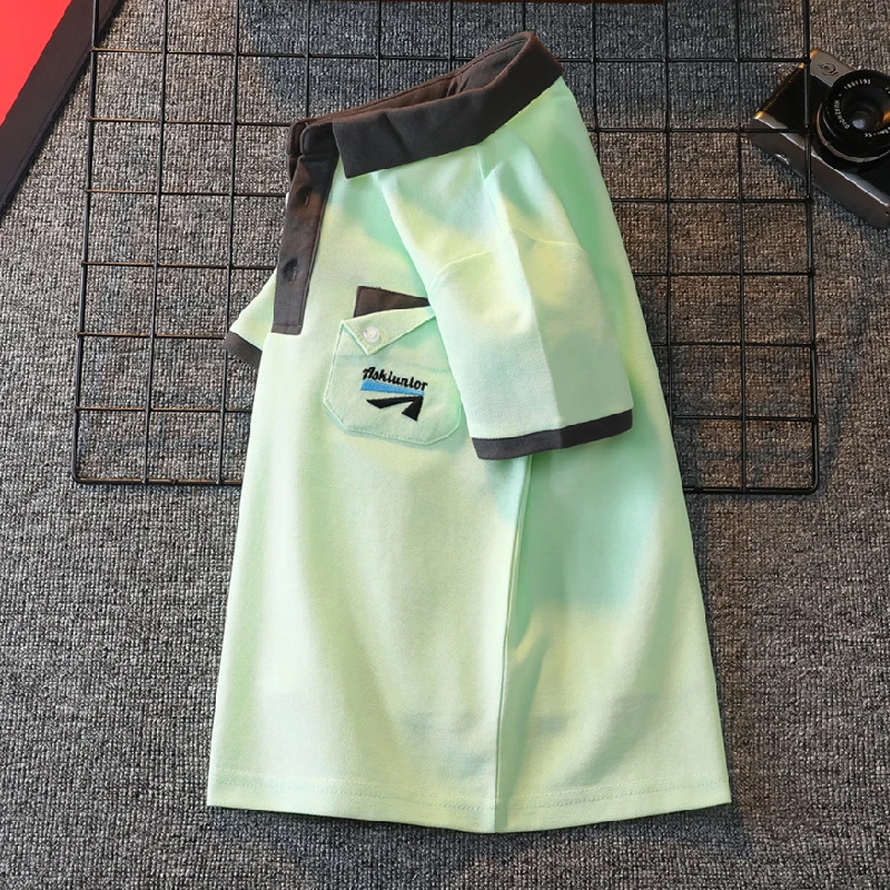 男童T恤短袖夏季新款儿童拼色Polo衫中大童学生半袖夏装翻领汗衫