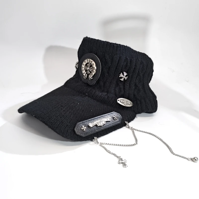 M164高级时尚设计感针织十字空顶弹力鸭舌帽