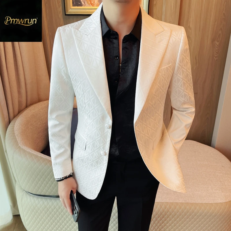 印花休闲西装男士高级痞帅新款韩版修身休闲西装外套男西服帅气