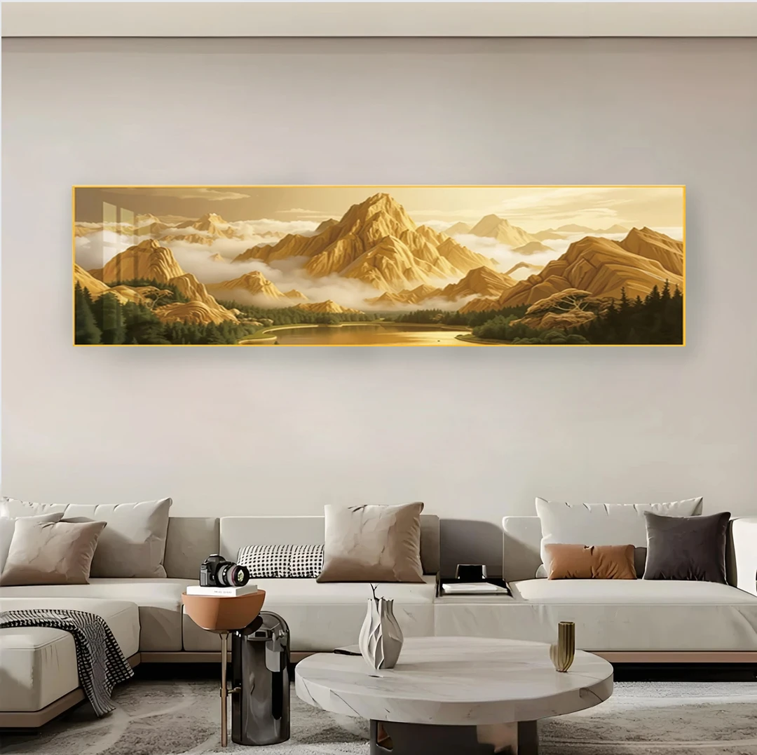 画屿人间简约背靠金山横版装饰画客厅沙发床头卧室背景墙背有靠山