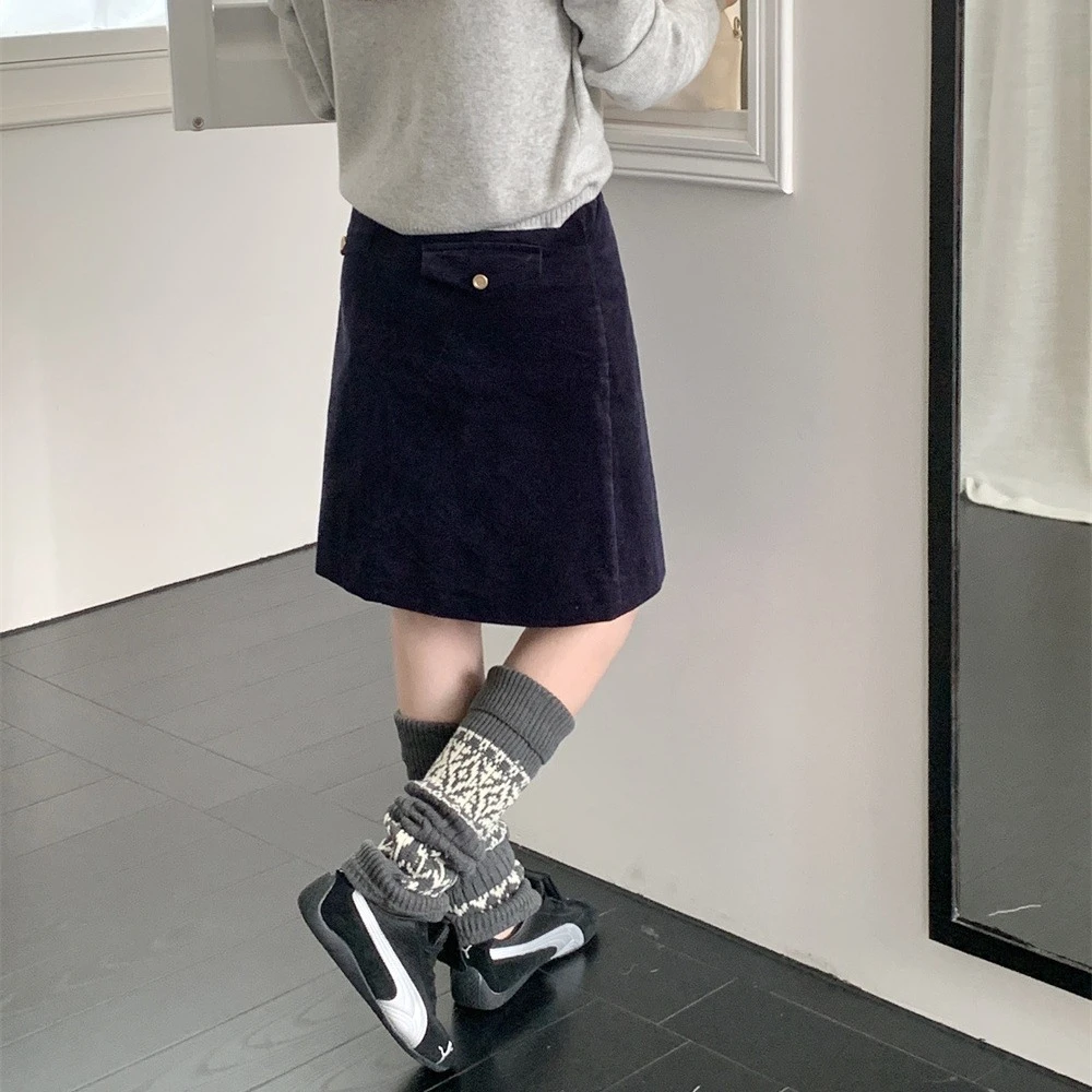 jk少女甜酷小腿堆堆靴套秋冬复古针织郁金香羊毛袜套保暖防掉腿套