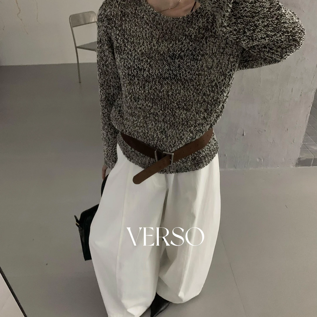 【奕潼•欧尼Seoul】雪花&韩系宽松针织长袖毛衣(配腰带)-3739-C