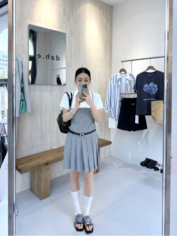 韩系吊带后背交叉叠穿百褶裙夏季新款芭蕾风连衣裙