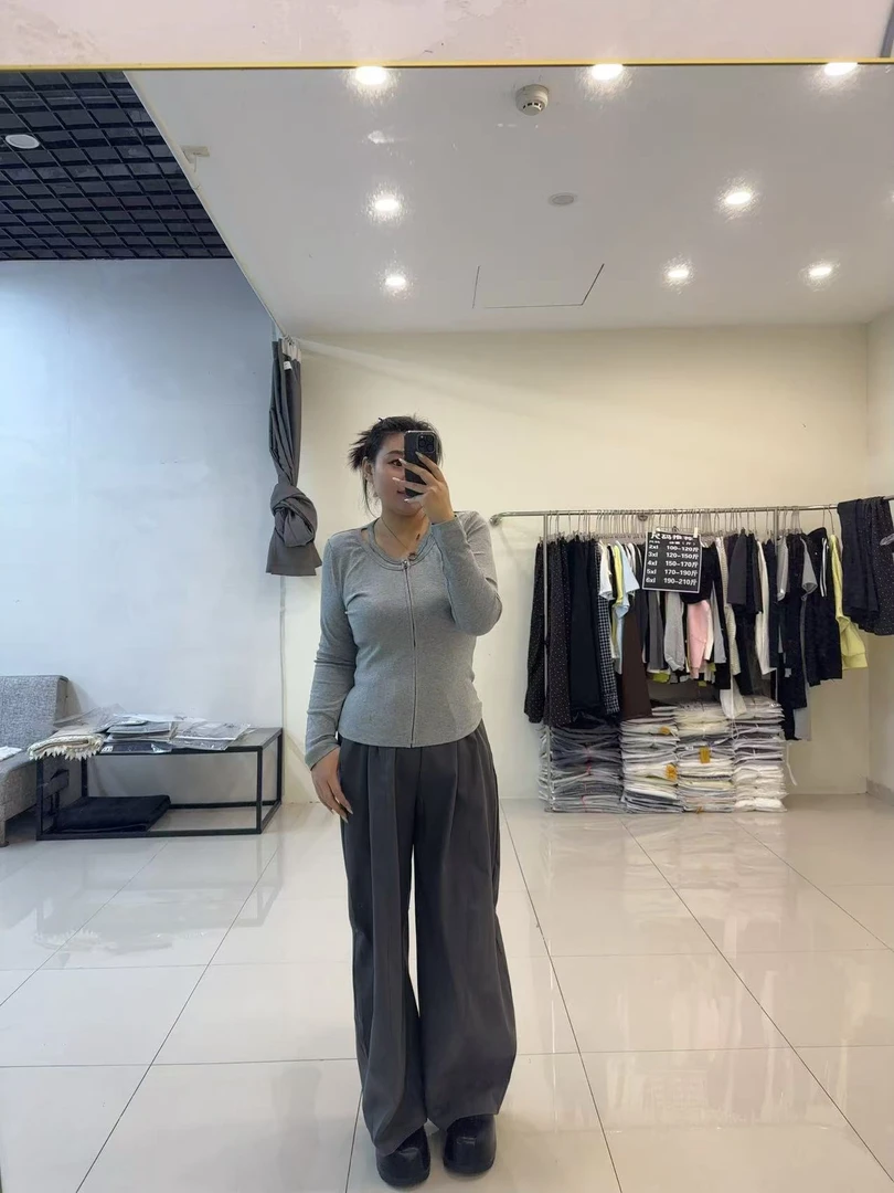 十三行2025秋季韩系打底衫修身弹力上衣纯色半拉链T恤女