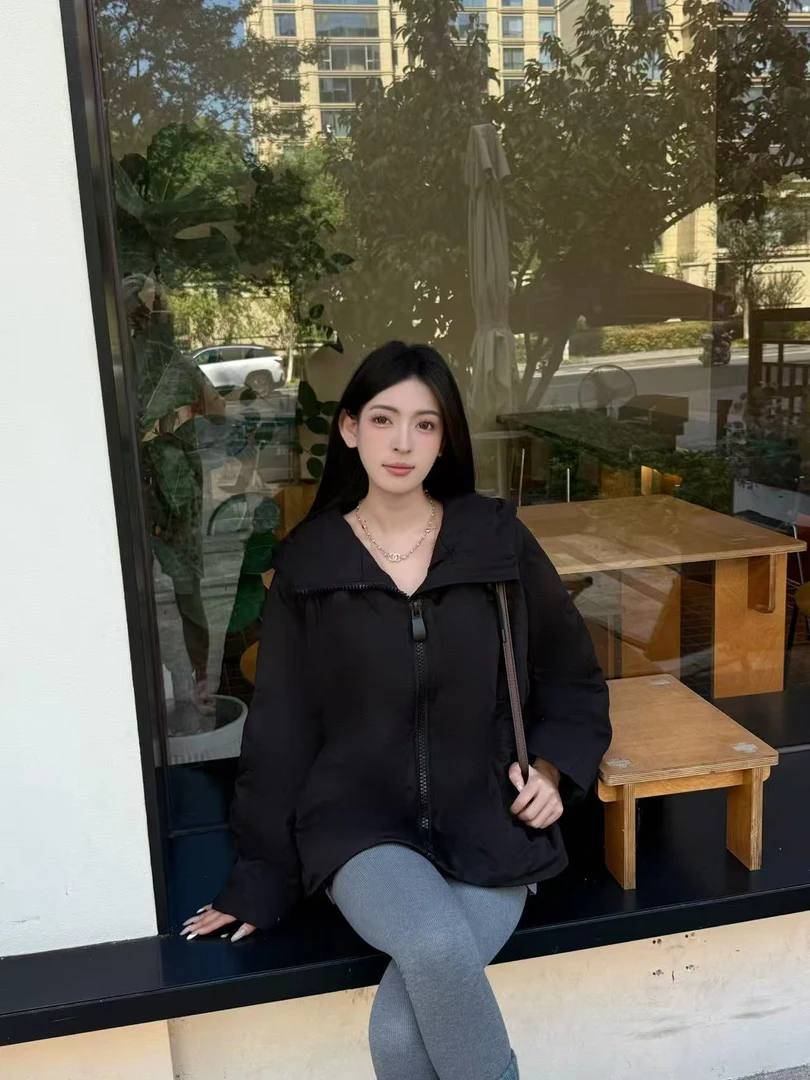 90白鹅绒显瘦长袖拉链时尚常规款设计师纯色气质女