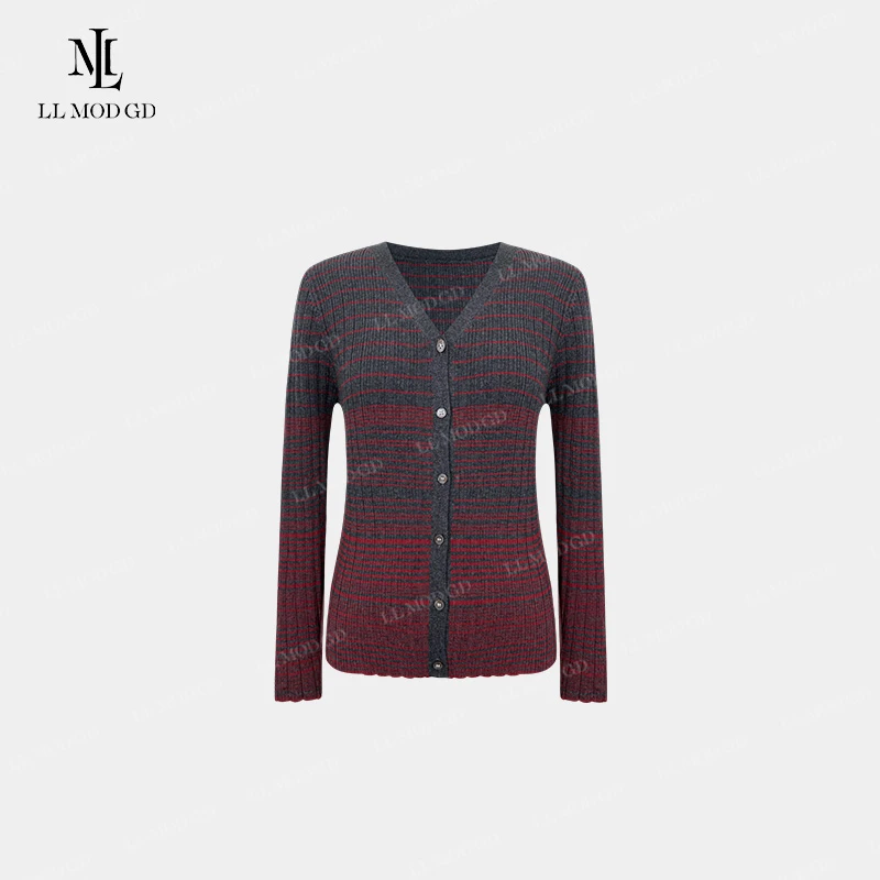 触红外线   法式长袖针织衫女早秋修身显瘦条纹百搭上衣MY-253254