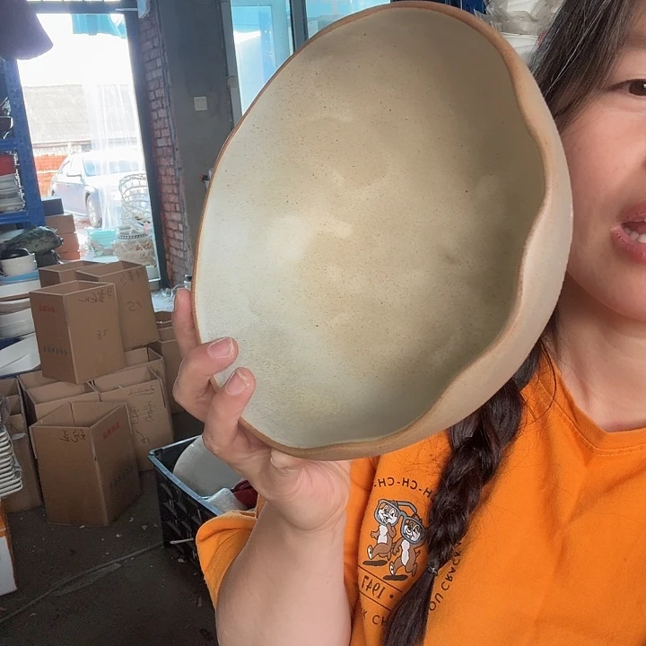 外贸尾单高温陶瓷微瑕粗陶沙拉碗