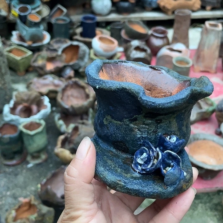 手工粗陶透气花盆