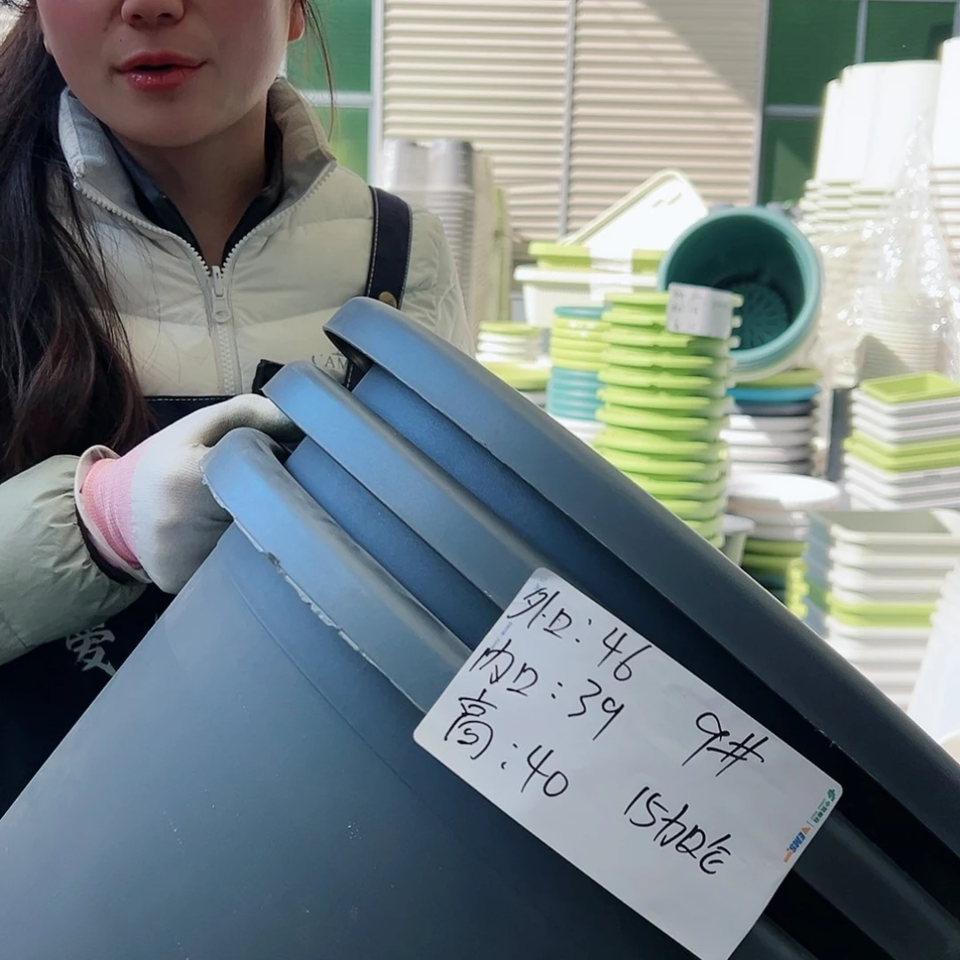 树脂瑕疵四季盆9#灰黑3个无托