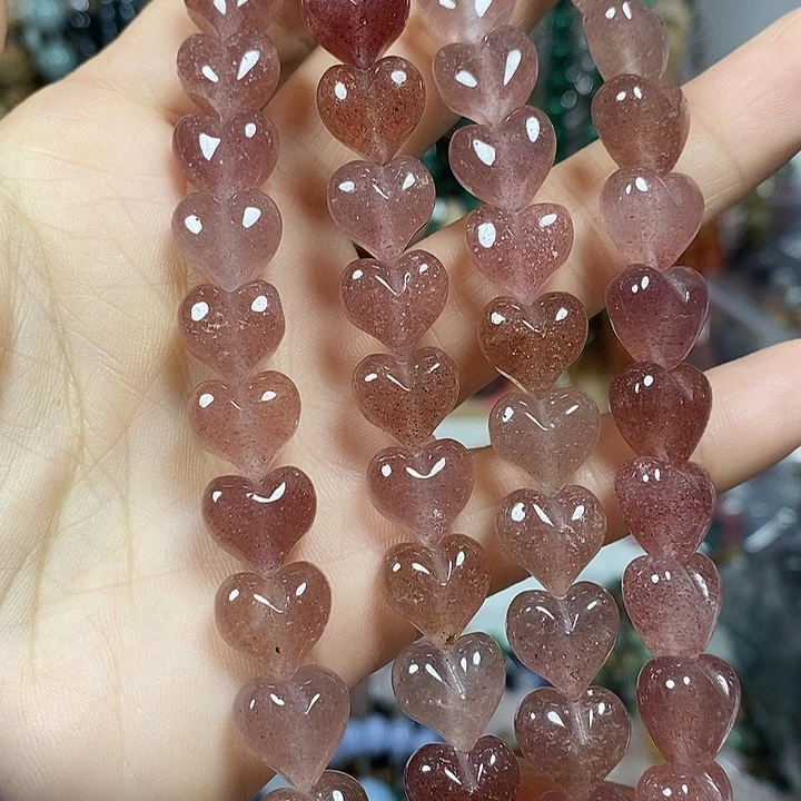 玛瑙/玉髓未镶嵌珠宝半成品天然草莓晶屁桃卡12mm15颗