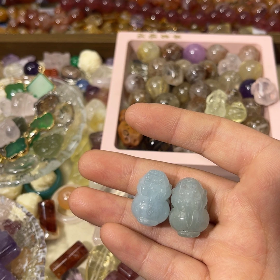 紫晶银S925镶嵌珠宝半成品海蓝宝貔貅一颗