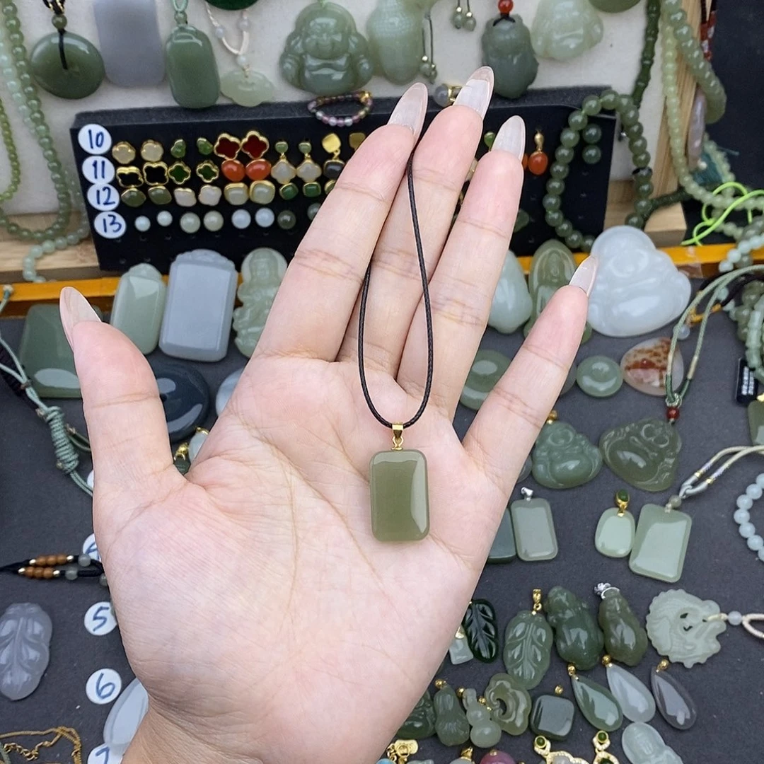 和田玉银S925镶嵌吊坠(不含链)