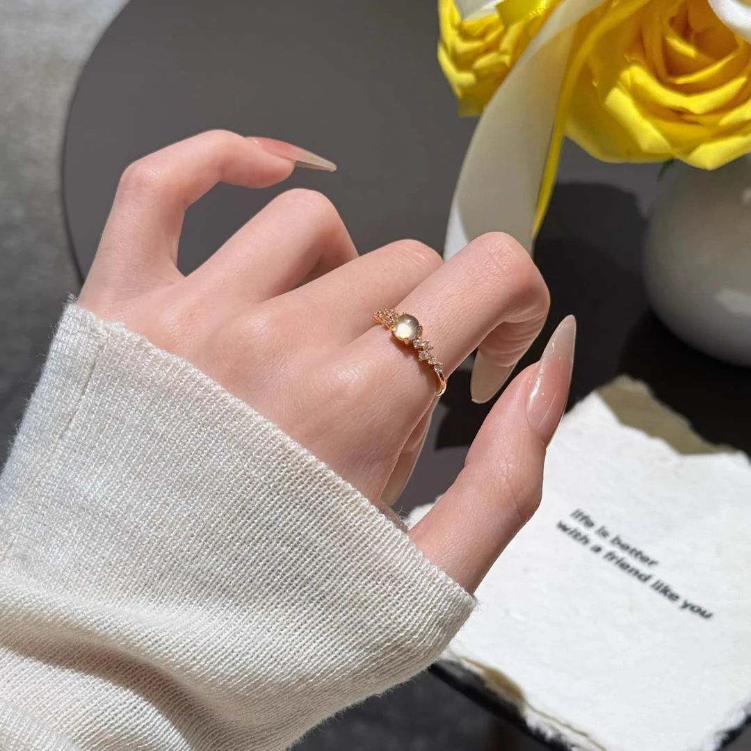 925银戒指 戒指女款轻奢开口可调节925银镀金送女友闺蜜生日礼物