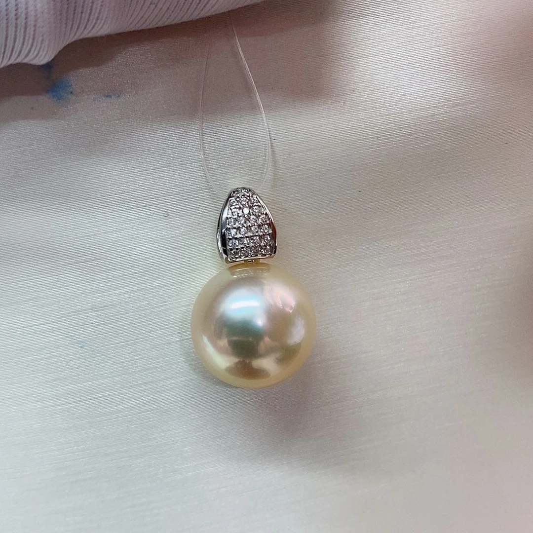 吊坠(不含链)银S925镶嵌海水珍珠12-13