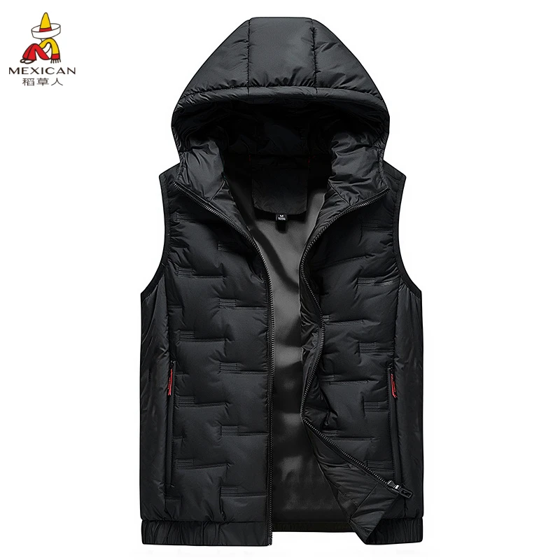 稻草人男士秋冬连帽棉马甲保暖加厚坎肩男胖子大码背心男上衣外套