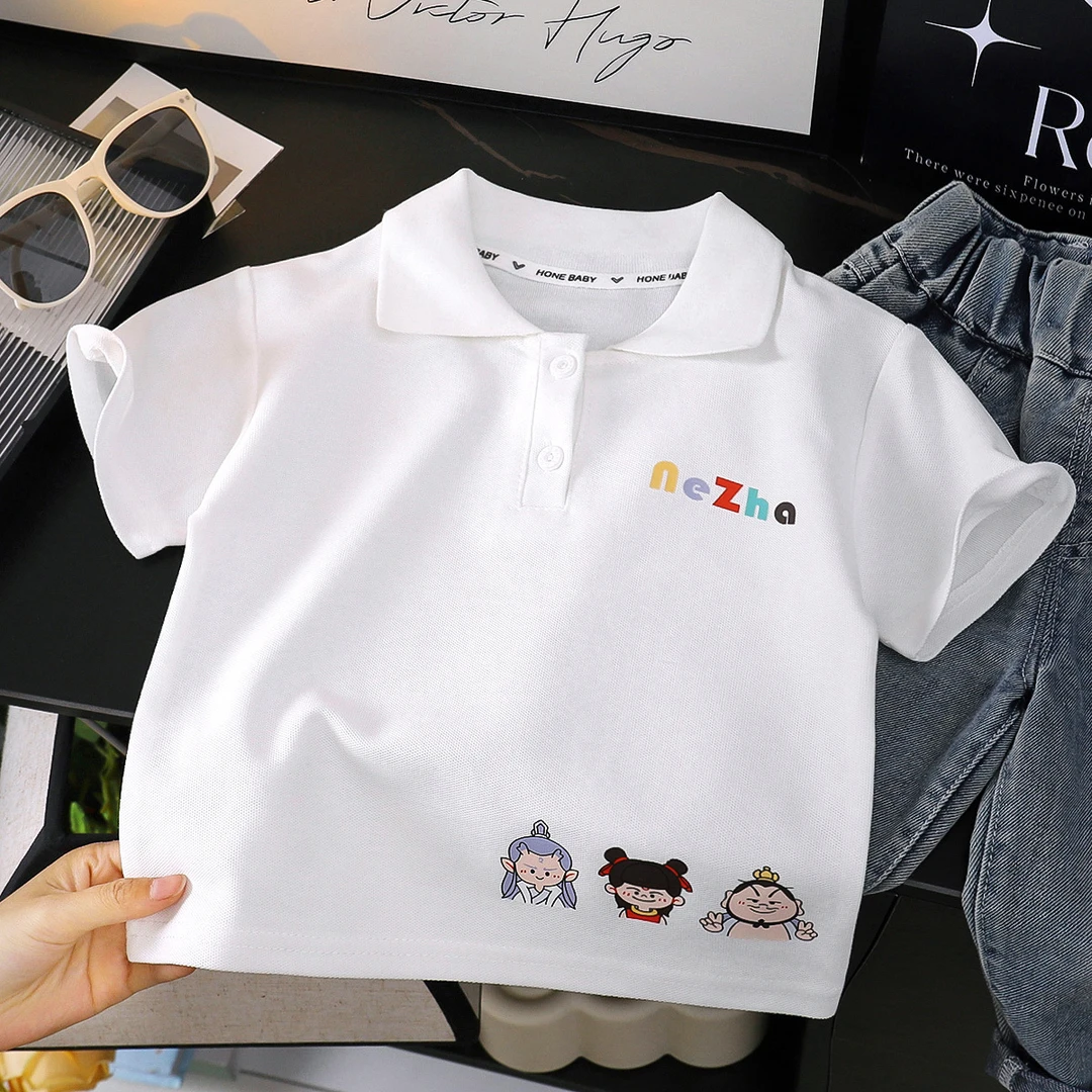 男童夏季哪吒polo衫短袖新款宝宝帅气翻领t恤痞帅小男2025童装