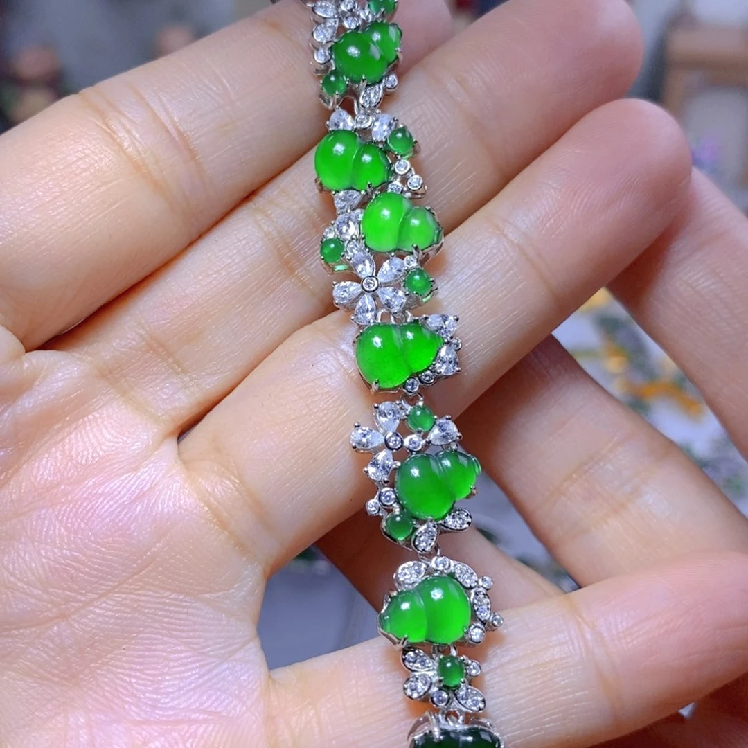 翡翠耳钉银S925镶嵌天然翡翠