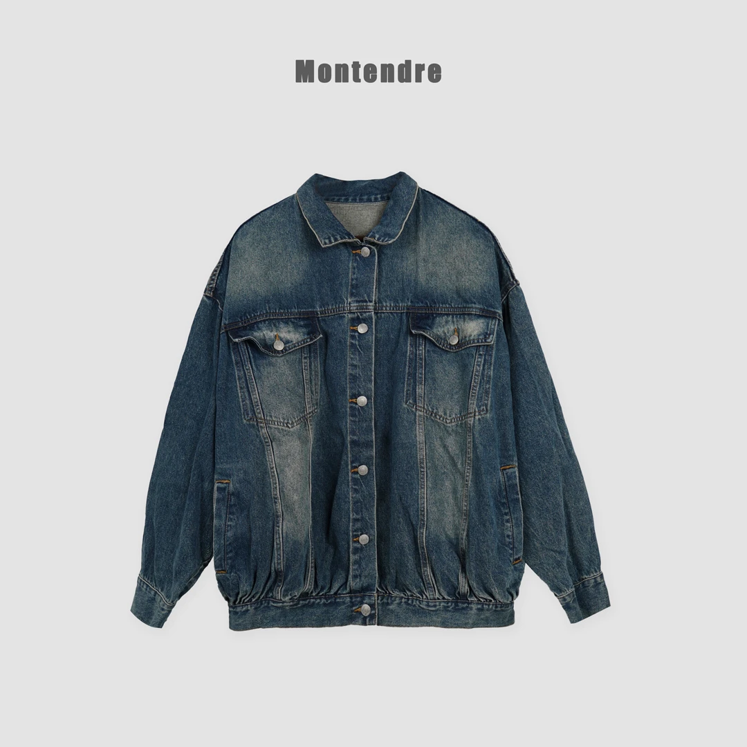 【MonTendre】秋季新款 时尚水洗翻领牛仔夹克百搭潮流单排扣外套